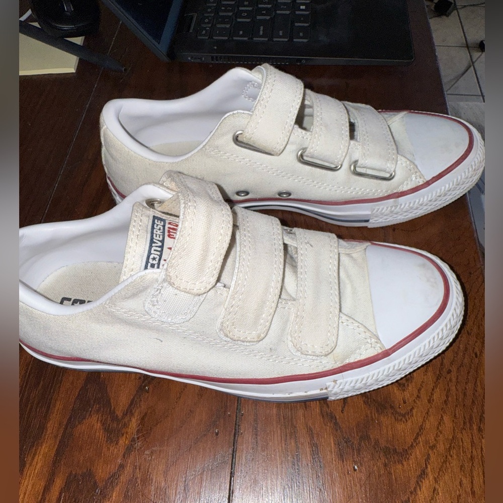 Converse Cream Sneakers with Velcro Straps